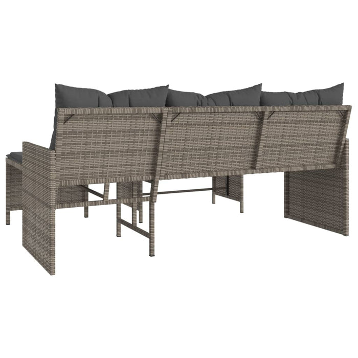 Garden Sofa With Table And Cushions L-Shaped Grey Poly Rattan Tlppia