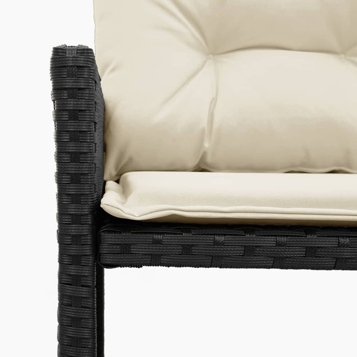 Garden Sofa With Table And Cushions L-Shaped Black Poly Rattan Tlppno