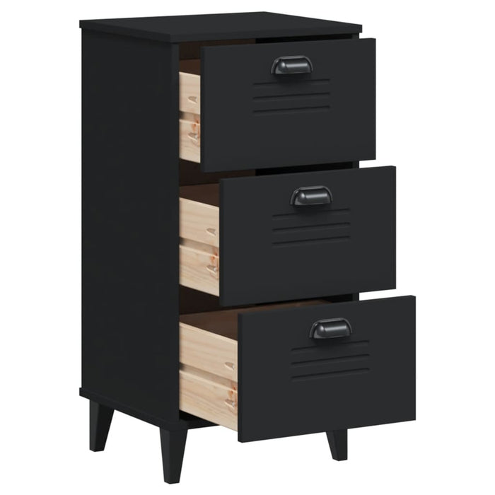 Bedside Cabinet Viken Black Solid Wood Pine Tiakon