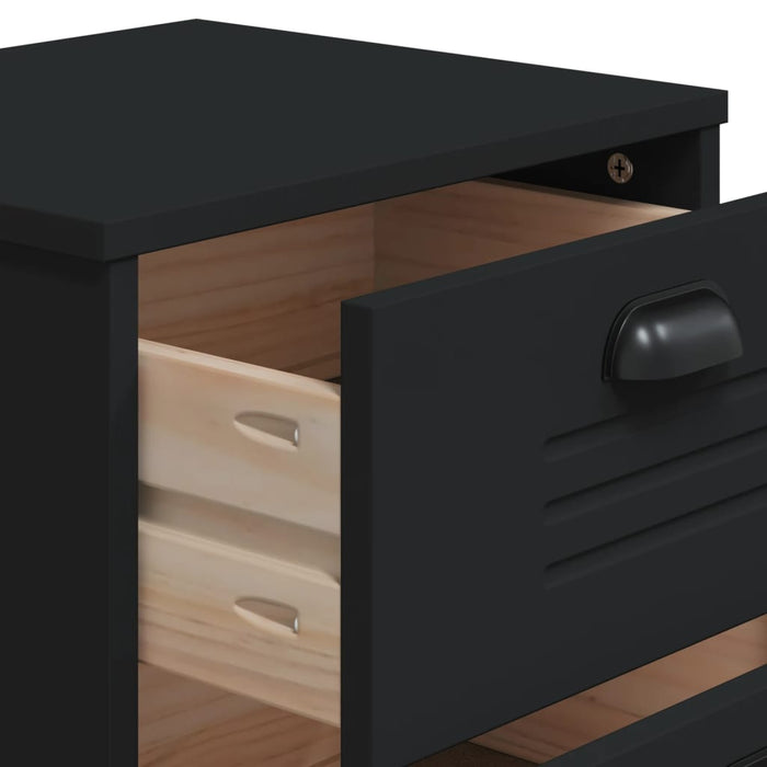 Bedside Cabinet Viken Black Solid Wood Pine Tiakon
