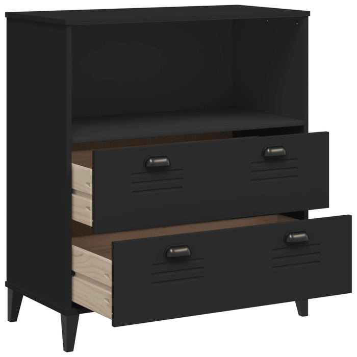 Bookcase Viken Black 80X40X90 Cm Solid Wood Pine Tiakap