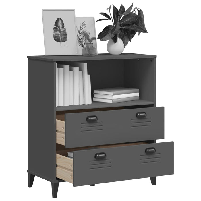 Bookcase Viken Anthracite Grey 80X40X90 Cm Solid Wood Pine Tiakal