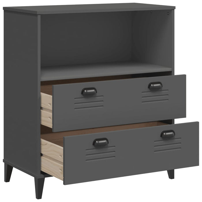 Bookcase Viken Anthracite Grey 80X40X90 Cm Solid Wood Pine Tiakal