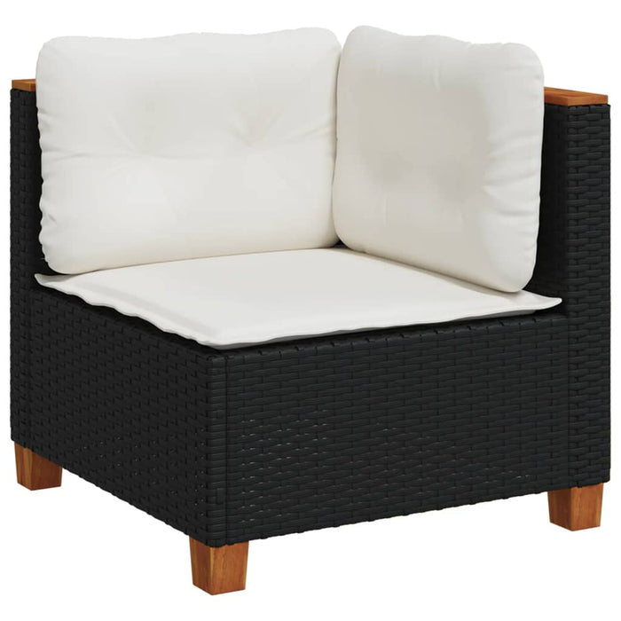 Garden Sofa Corner With Cushions Black Poly Rattan Tlpkbx