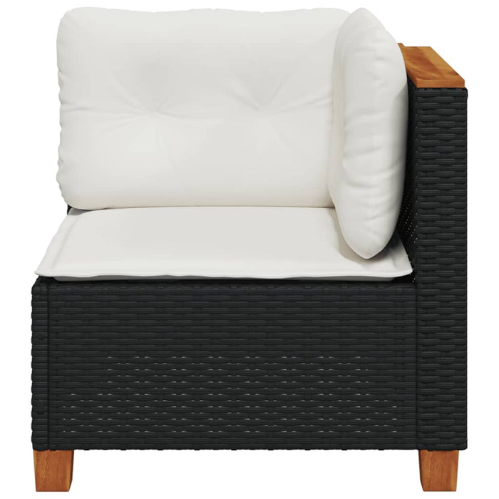 Garden Sofa Corner With Cushions Black Poly Rattan Tlpkbx