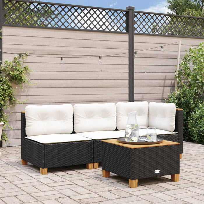 Garden Sofa Corner With Cushions Black Poly Rattan Tlpkbx