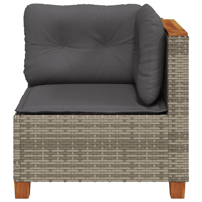 Garden Sofa Corner With Cushions Grey Poly Rattan Tlpkbt