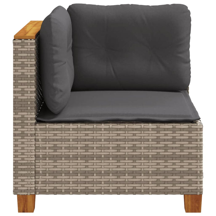 Garden Sofa Corner With Cushions Grey Poly Rattan Tlpkbt
