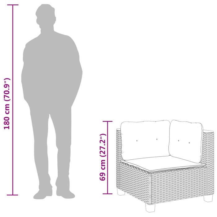 Garden Sofa Corner With Cushions Grey Poly Rattan Tlpkbt