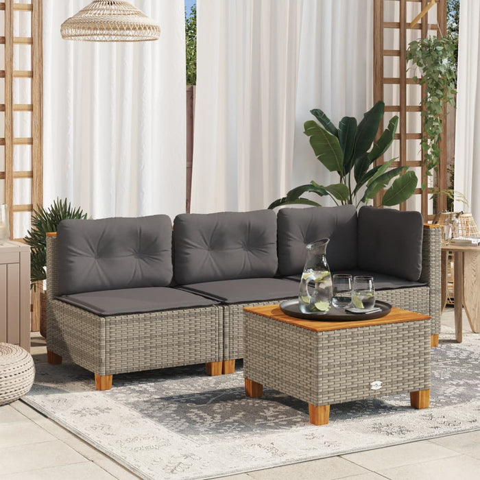 Garden Sofa Corner With Cushions Grey Poly Rattan Tlpkbt