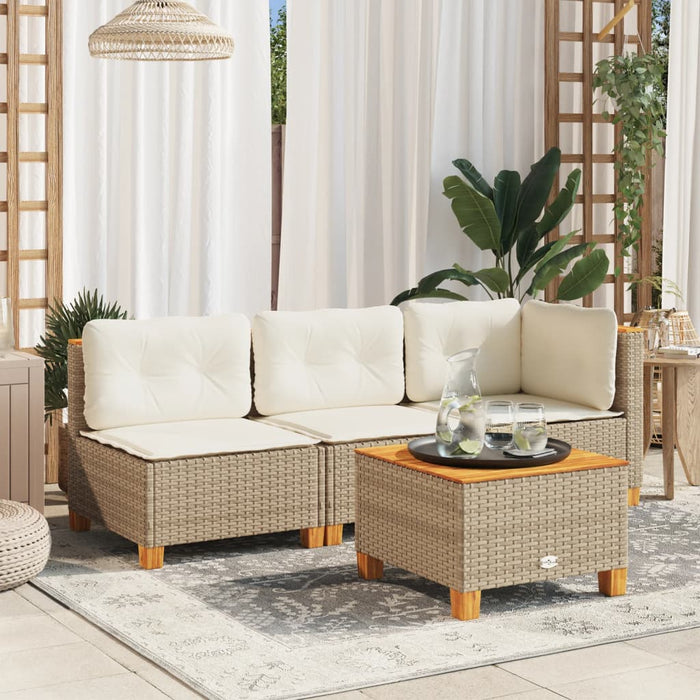 Garden Sofa Corner With Cushions Beige Poly Rattan Tlpkba