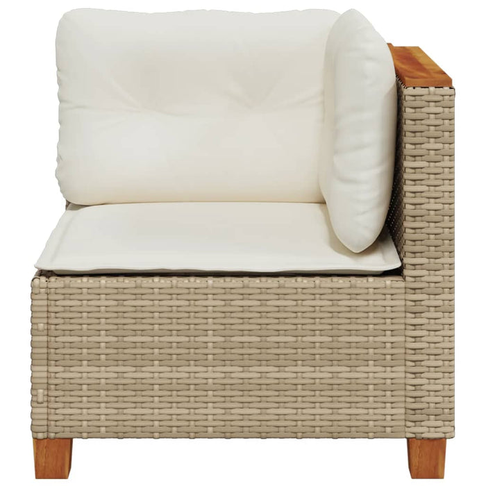 Garden Sofa Corner With Cushions Beige Poly Rattan Tlpkba