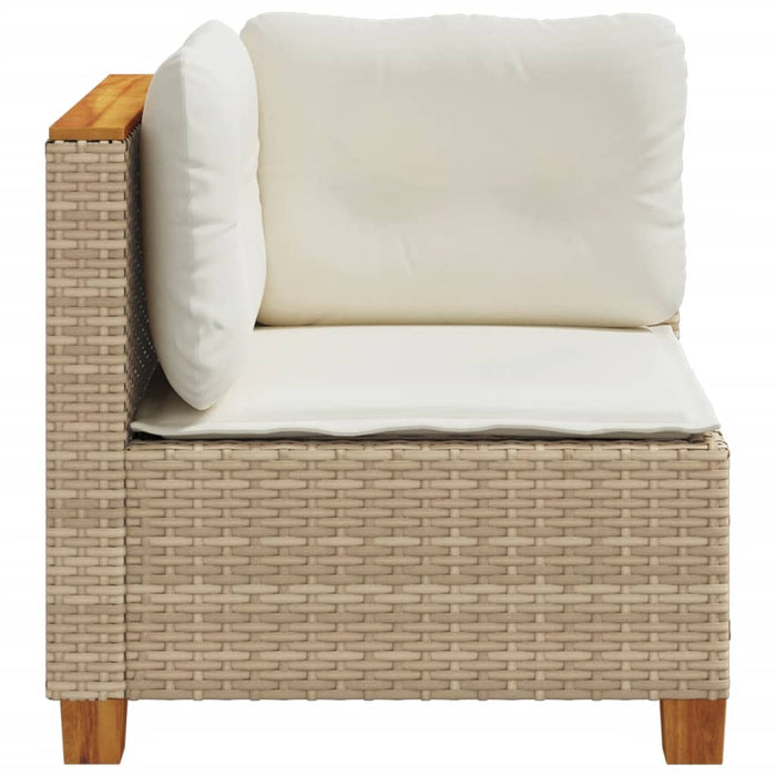 Garden Sofa Corner With Cushions Beige Poly Rattan Tlpkba