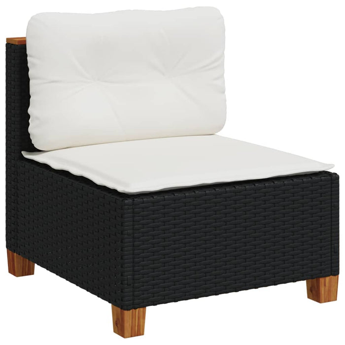 Garden Sofa Armless With Cushions Black Poly Rattan Tlpkbp