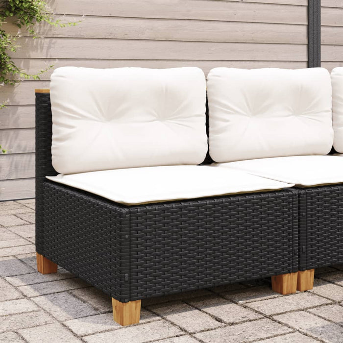 Garden Sofa Armless With Cushions Black Poly Rattan Tlpkbp