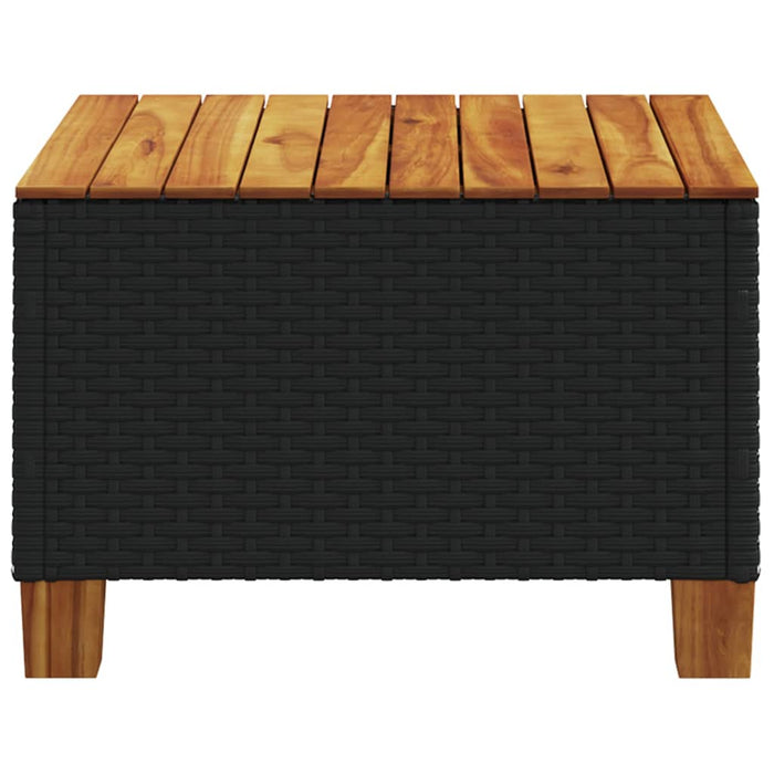 Garden Table Black 55X55X36 Cm Poly Rattan Acacia Wood Tlpkbn