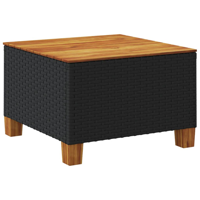 Garden Table Black 55X55X36 Cm Poly Rattan Acacia Wood Tlpkbn