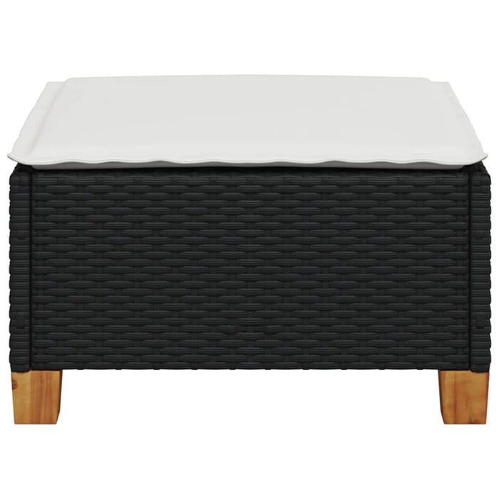 Garden Stool With Cushion Black 63.5X56X32 Cm Poly Rattan Tlpkoo