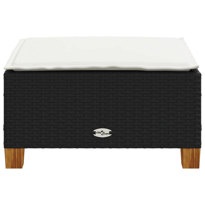 Garden Stool With Cushion Black 63.5X56X32 Cm Poly Rattan Tlpkoo