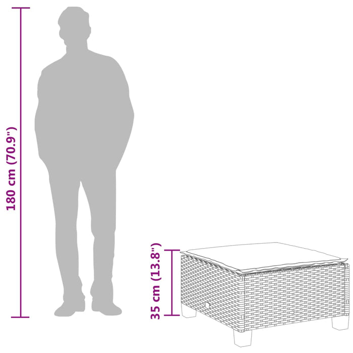 Garden Stool With Cushion Black 63.5X56X32 Cm Poly Rattan Tlpkoo