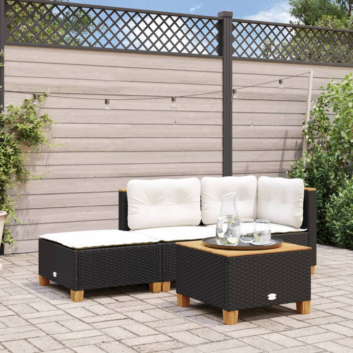 Garden Stool With Cushion Black 63.5X56X32 Cm Poly Rattan Tlpkoo