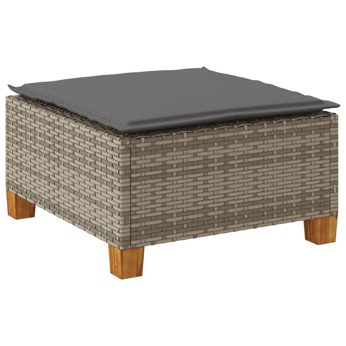 Garden Stool With Cushion Grey 63.5X56X32 Cm Poly Rattan Tlpkox