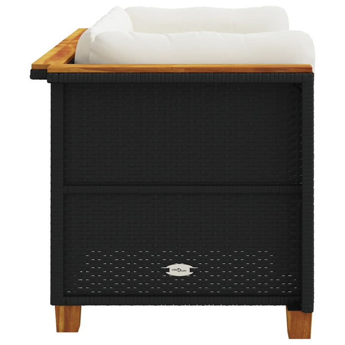 Garden Sofas Corner With Cushions 2 Pcs Black Poly Rattan Tlpkoa