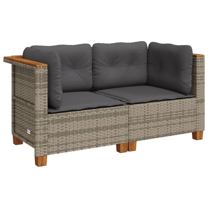 Garden Sofas Corner With Cushions 2 Pcs Grey Poly Rattan Tlpkop
