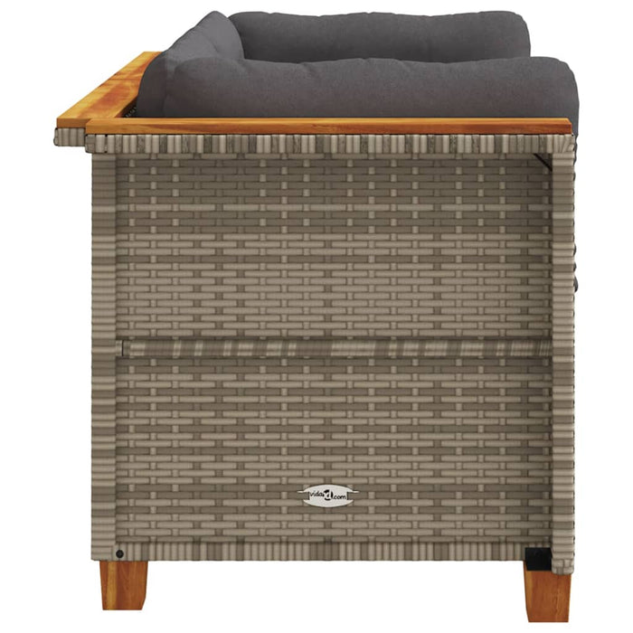 Garden Sofas Corner With Cushions 2 Pcs Grey Poly Rattan Tlpkop