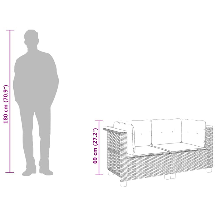 Garden Sofas Corner With Cushions 2 Pcs Beige Poly Rattan Tlpkol