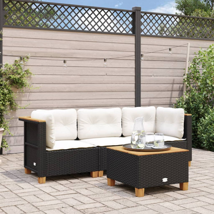 Garden Sofa With Cushions 3-Seater Black Poly Rattan Tlpkoi