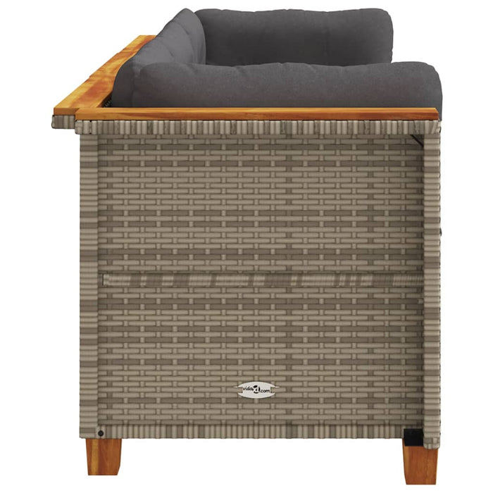 Garden Sofa With Cushions 3-Seater Grey Poly Rattan Tlpkon