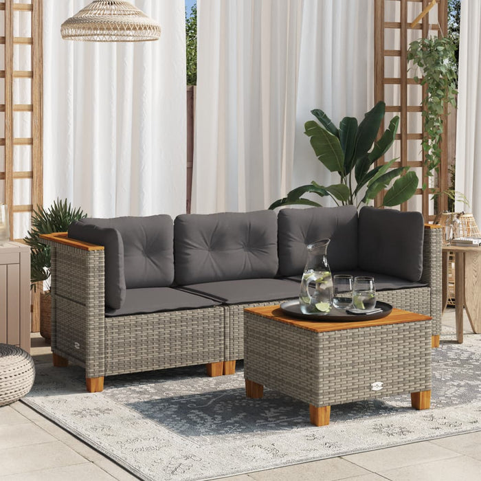 Garden Sofa With Cushions 3-Seater Grey Poly Rattan Tlpkon
