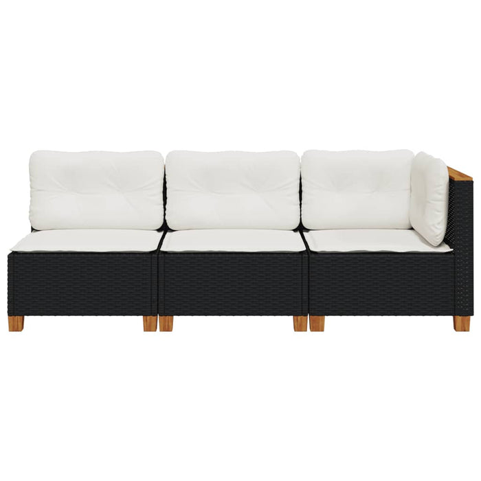 Garden Sofa With Cushions 3-Seater Black Poly Rattan Tlpkxb