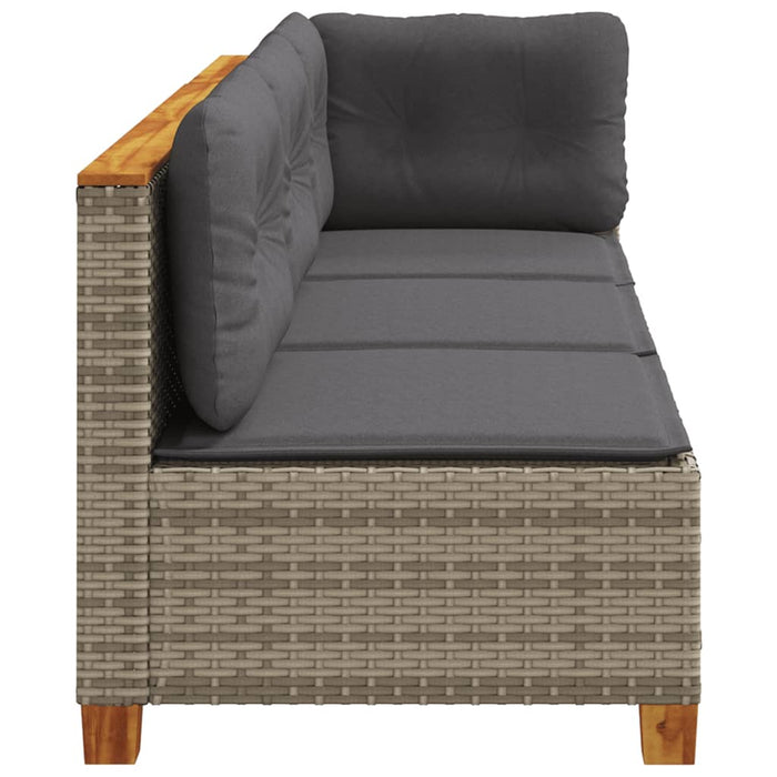 Garden Sofa With Cushions 3-Seater Grey Poly Rattan Tlpkxo