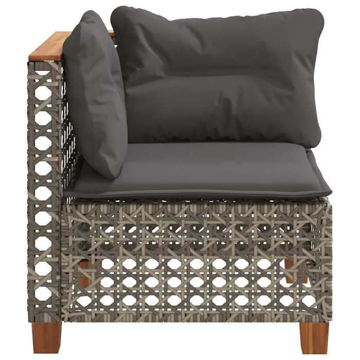 Garden Sofa Corner With Cushions Grey Poly Rattan Tlpkxa