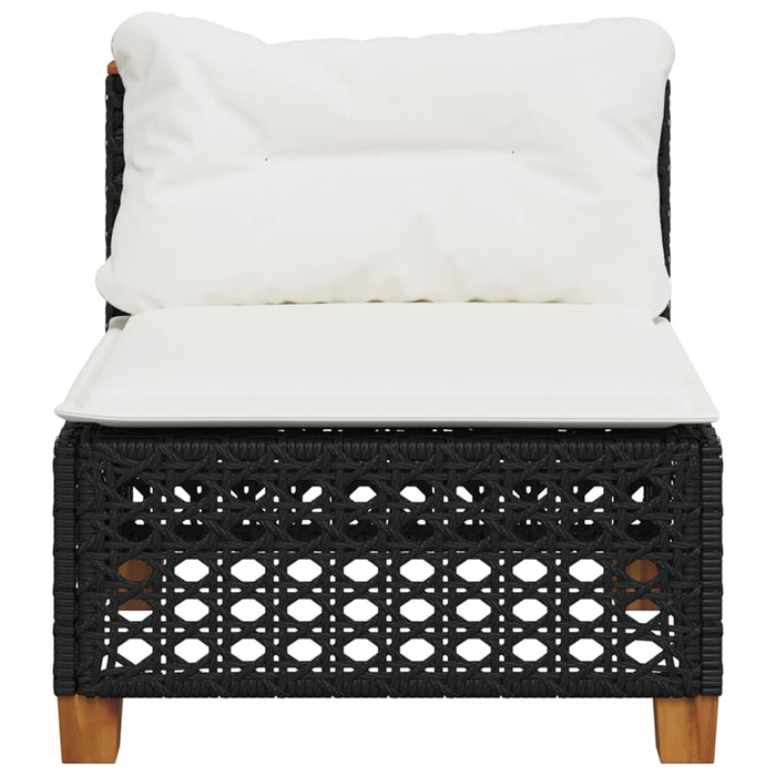 Garden Sofa Armless With Cushions Black Poly Rattan Tlpkxl