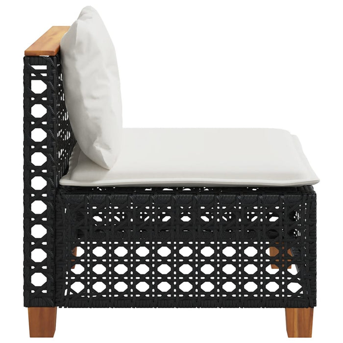 Garden Sofa Armless With Cushions Black Poly Rattan Tlpkxl