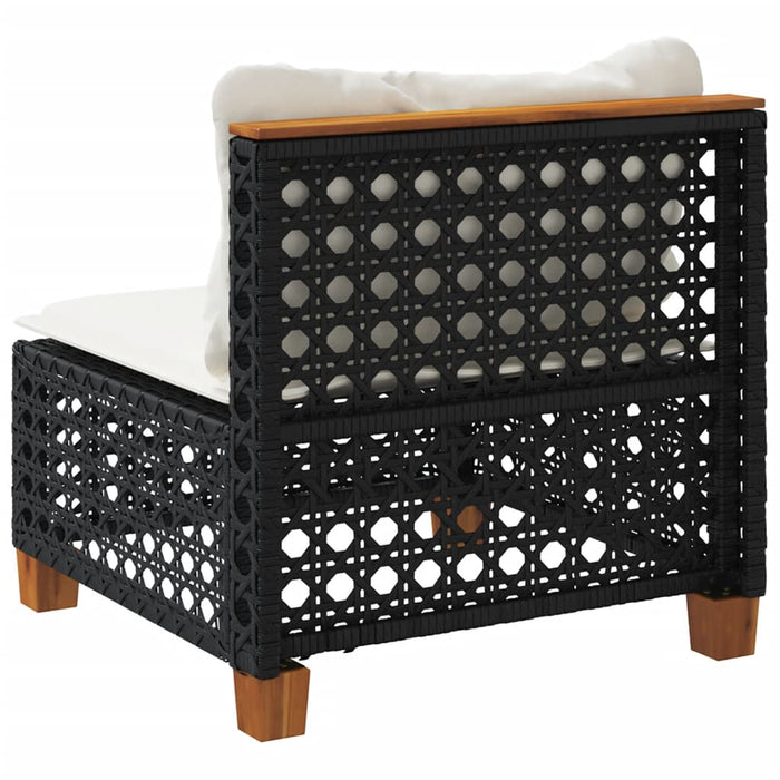 Garden Sofa Armless With Cushions Black Poly Rattan Tlpkxl