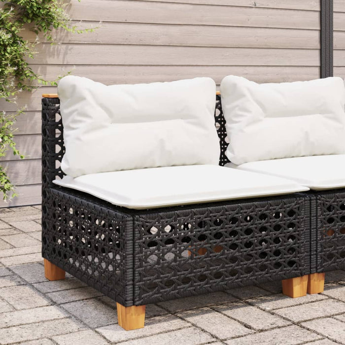 Garden Sofa Armless With Cushions Black Poly Rattan Tlpkxl