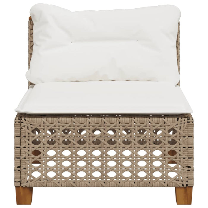 Garden Sofa Armless With Cushions Beige Poly Rattan Tlpkxn