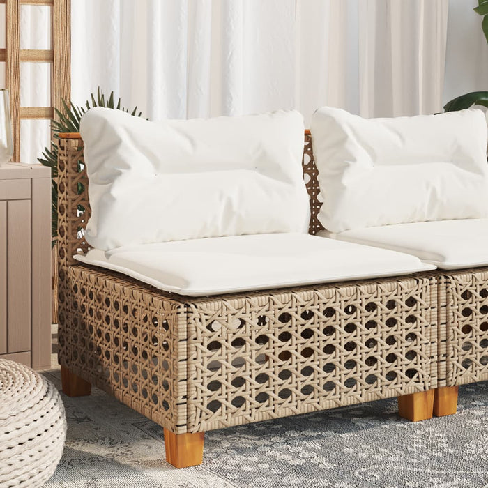 Garden Sofa Armless With Cushions Beige Poly Rattan Tlpkxn