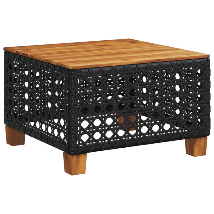 Garden Table Black 55X55X36 Cm Poly Rattan Acacia Wood Tlpkxk