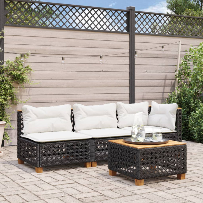 Garden Table Black 55X55X36 Cm Poly Rattan Acacia Wood Tlpkxk