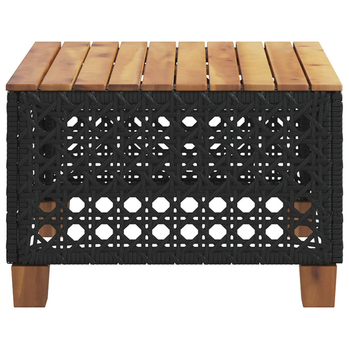 Garden Table Black 55X55X36 Cm Poly Rattan Acacia Wood Tlpkxk