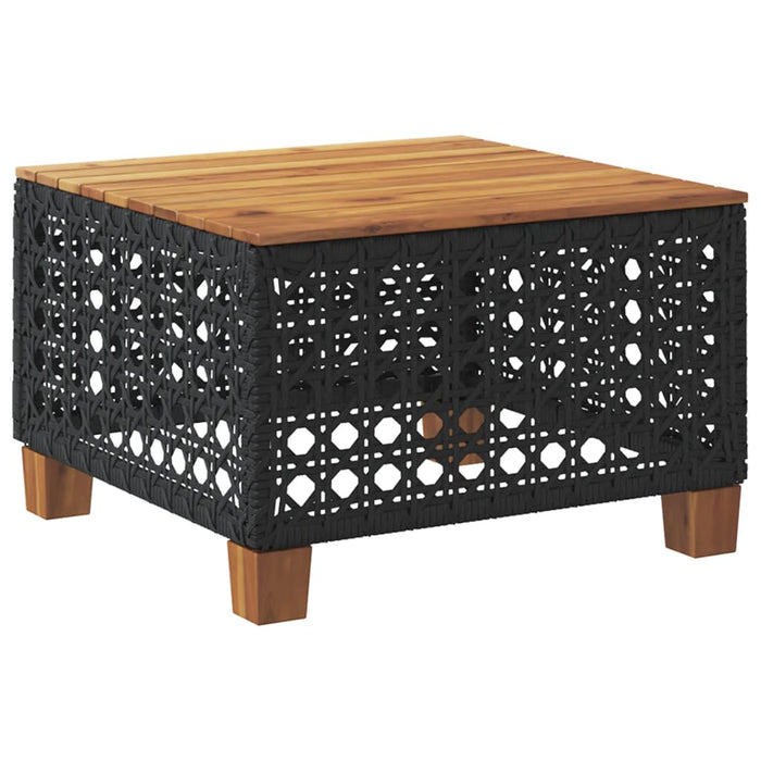 Garden Table Black 55X55X36 Cm Poly Rattan Acacia Wood Tlpkxk