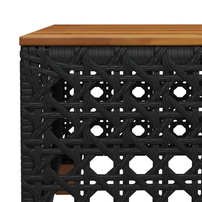 Garden Table Black 55X55X36 Cm Poly Rattan Acacia Wood Tlpkxk