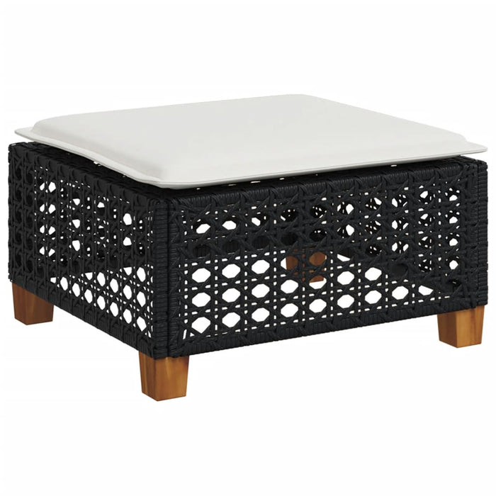 Garden Stool With Cushion Black 63.5X56X32 Cm Poly Rattan Tlpktx