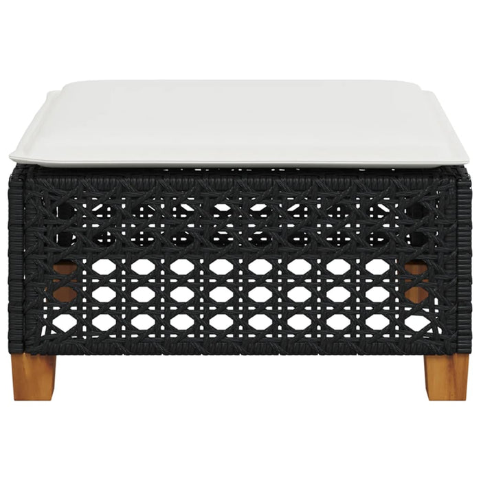 Garden Stool With Cushion Black 63.5X56X32 Cm Poly Rattan Tlpktx