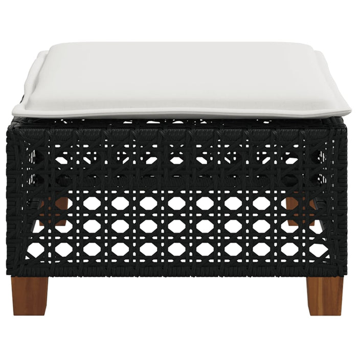 Garden Stool With Cushion Black 63.5X56X32 Cm Poly Rattan Tlpktx